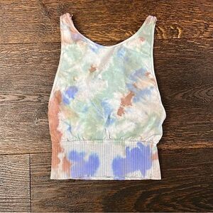 FP Good Karma High-Neck Crop Tank- custom tie-dye size: XS/S